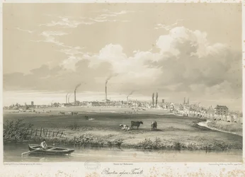 Ponte e cidade de Burton-upon-Trent: litografia colorida, nd [c 1840]