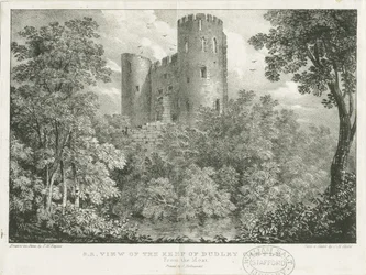 Dudley Castle - The Keep: gravura, nd [c 1825] (estampado)