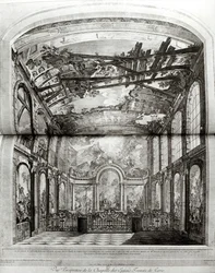 Decoração da capela do Hospice des Enfants Trouves em Paris, gravada por Etienne Fessard (1714-77) c.1750