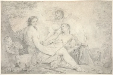 Héstia em uma paisagem mítica, c.1760 (grafite em pergaminho)