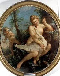 Leda e o cisne. Leda e o deus Zeus transformam-se num cisne para se aproximarem dele.