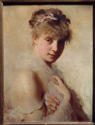Retrato de uma jovem rapariga. Pintura de Charles Chaplin (1825-1891)