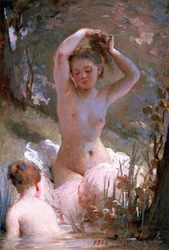 Duas raparigas a banhar-se, 1864