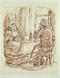 A fome do carvão (caneta e tinta marrom no papel)