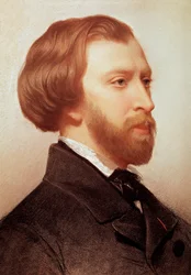 Retrato de Alfred de Musset (1810-1857) Pinturas do poeta francês Charles Landelle (1812-1908)