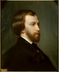 Retrato de Alfred de Musset (1810-1857) Poeta francês em 1854 Pintura de Charles Landelle (1812-1908)