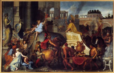 O triunfo de Alexandre ou a entrada de Alexandre, o Grande, em Babilónia. Pintura de Charles Le Brun (1619-1690), século XVII. Sol. 4,5 x 7,7 m.