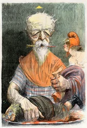 Eugene Henri Brisson (1835-1912), advogado, jornalista e político francês - Cartoon de Charles Leandre (1862-1934) em "Le Rire" 1902