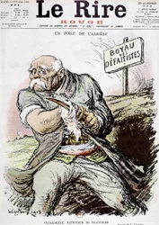 Georges Clemenceau (1841-1929) político francês, desenho animado de Leandre mostrando-o como o limpador das trincheiras, publicado no jornal "Le Rire" de 16 de fevereiro de 1918