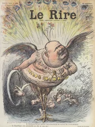 Gustave Rives, arquiteto francês e organizador do Salão de Paris. Ilustração para Le Rire