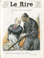 Ilustração de Charles Leandre (1862-1934) para a capa de Le Rire, 23/12/22 - Noel Noel Noel - Presidente da República - Poincare Raymond, Mussolini Benito, Tamer