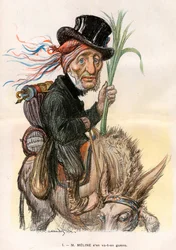 Jules Meline (1838-1925), político francês, Ministro da Agricultura - Desenho animado por Charles Leandre (1862-1934) em "Le Rire" de 12 de Abril de 1902