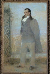 Portrait en pied de Georges Courteline (1858-1929) Romancista e dramaturgo francês em 1898 Pintura de Charles Leandre (1862-1934). 1898. Passeios ao Museu de Belas Artes