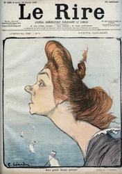 Retrato da cantora Yvette Guilbert (1865-1944) - Desenho animado de Charles Leandre (1862-1934) em "Le Rire" de 29 de janeiro