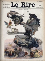 O povo de Le Mans: voa quase tão bem quanto uma das nossas aves, mas deve ser mais duro. Desenho animado pelo aviador americano Wilbur Wright (1867-1912) a bordo do seu avião o "Modelo A" em demonstração em Le Mans