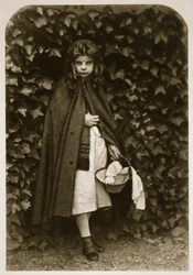 Agnes Grace Weld, como "Chapeuzinho Vermelho", 18 de agosto de 1857 (foto sépia)