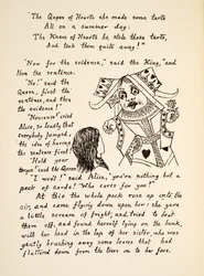 A Rainha Vermelha diz: Segure sua língua para Alice, ilustração de Alices Adventures Under Ground, pub. 1886 (fac-símile)