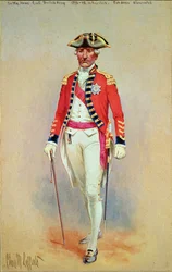 Sir William Howe, comandante em chefe do exército britânico (1776-1778) em traje de montaria desmontado