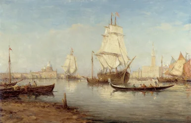 Galeões e gôndolas na bacia de San Marco (Saint Mark a Veneza) Pintura de Charles Malfroy (1862-1918) Menção obrigatória: Colecção de obras de fundação da Provença, Marselha