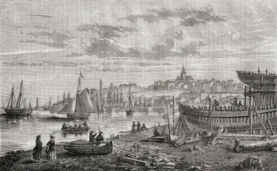 Granville, França, no século 18, de "História da Revolução Francesa" por Louis Blanc (1811-82) gravado por LeBreton, 1847-62