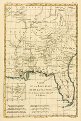 Louisiana e Flórida, de "Atlas de Todas as Partes Conhecidas do Globo Terrestre", de Guillaume Raynal (1713-96), publicaram JL Pellet, Genebra, 1780