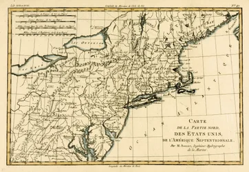 Costa Nordeste da América, de "Atlas de Todas as Partes Conhecidas do Globo Terrestre", de Guillaume Raynal (1713-96), publicado por JL Pellet, Genebra, 1780