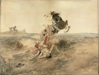 Guerreiro índio caído, c.1886 (aguarela e grafite sobre papel creme)