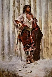 Criada Indiana na Stockade (óleo sobre tela)