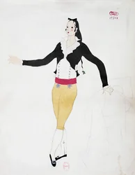 Traje para o personagem de Figaro de O Barbeiro de Sevilha de Gioacchino Rossini, esboço de Charles Martin (1884-1934)