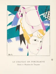 O chapéu de porcelana, de uma coleção de placas de moda, 1920 (impressão de estêncil)