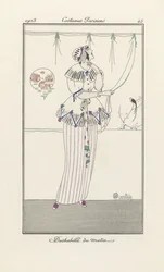 Vestido matinal, de Costumes Parisiens, pub. 1913 (pochoir print)