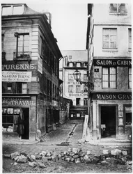 Paris, 4, rue, de, Breteuil, vista, levado, de, rue, Reaumur, direção, rua, Vaucanson, 1858-78