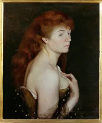 Retrato de uma jovem mulher ruiva