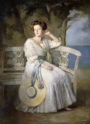 Retrato de uma senhora com vestido azul