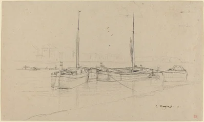 Barcos no rio com mastros