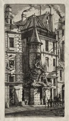 Águas-fortes de Paris: casa com torreão, Rua dos Tecelões