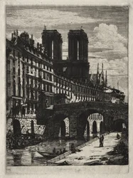 Água-forte de Paris: A Pequena Ponte