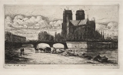 Água-forte de Paris: A abside da Catedral de Notre Dame