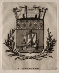 Gravuras de Paris: Os braços simbólicos da cidade de Paris, 1854.