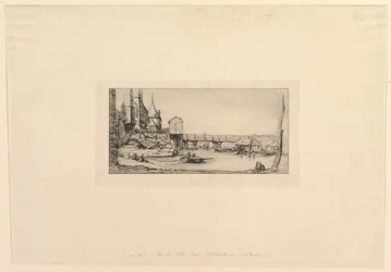 Passarela de Pont-au-Change, após o incêndio de 1621 A passarela substituiu temporariamente ..., 1860.