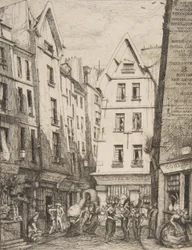 Rue Pirouette em Les Halles Rue Pirouette em Les Halles, Paris, depois de Laurence, 1860.