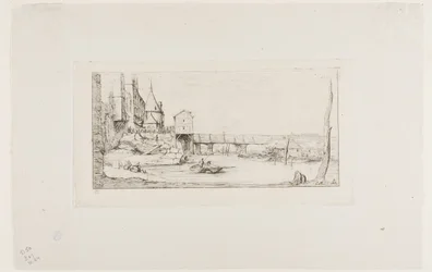 A passarela substituindo temporariamente o Pont-au-Change, Paris, após o incêndio de 1621