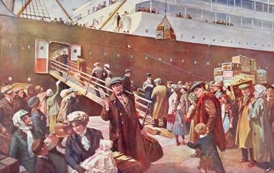 Emigrantes com destino ao Canadá a bordo da RMS Empress, Liverpool