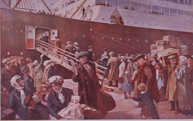 Emigrantes com destino ao Canadá partem de Liverpool