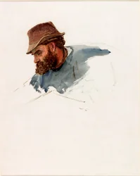 Chefe de um pescador (bodycolour e aquarela sobre papel)