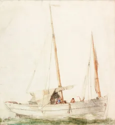 Barco à Vela (lápis e aguarela sobre papel)