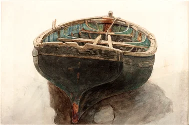 Estudo de um bote (lápis e aquarela sobre papel)