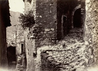 Uma rua em Sainte-Agnes perto de Roquebrune, c. 1865.