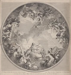 São Luís apresentando sua espada a Cristo, após um projeto de teto, 1755-90.