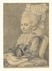 Retrato de uma jovem mulher segurando um leque